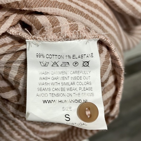 Humanoid dress romper small stripe pink cream taupe minimalist lagenlook texture - Picture 4 of 4